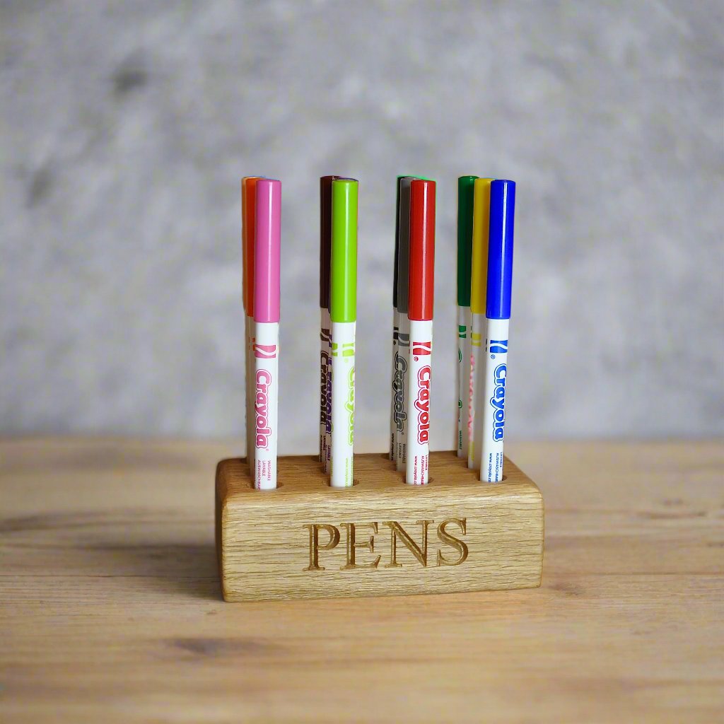 Oak Felt Tip Pens Holder with Crayola Washables Supertips