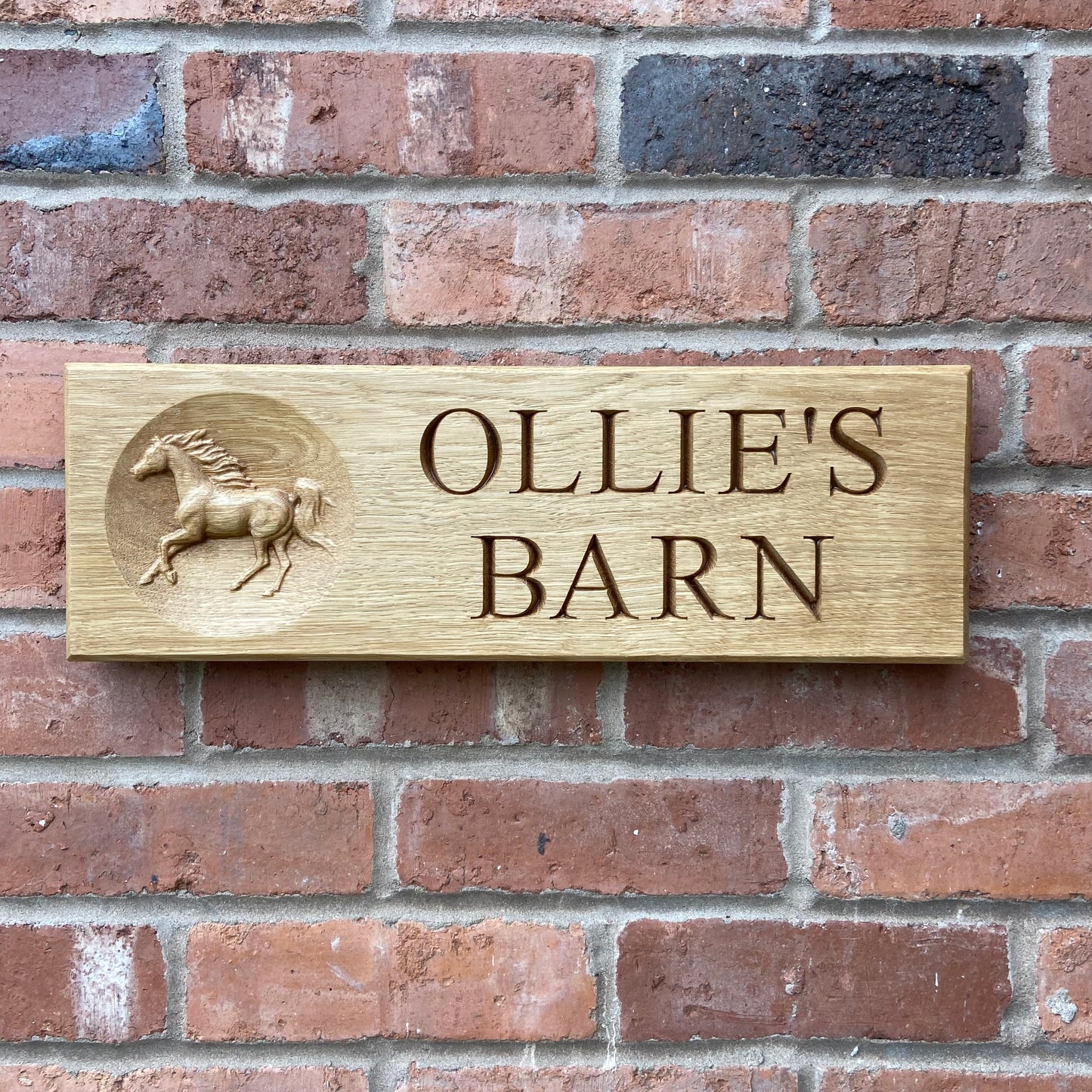 Engraved Oak Stable Sign, Equestrian