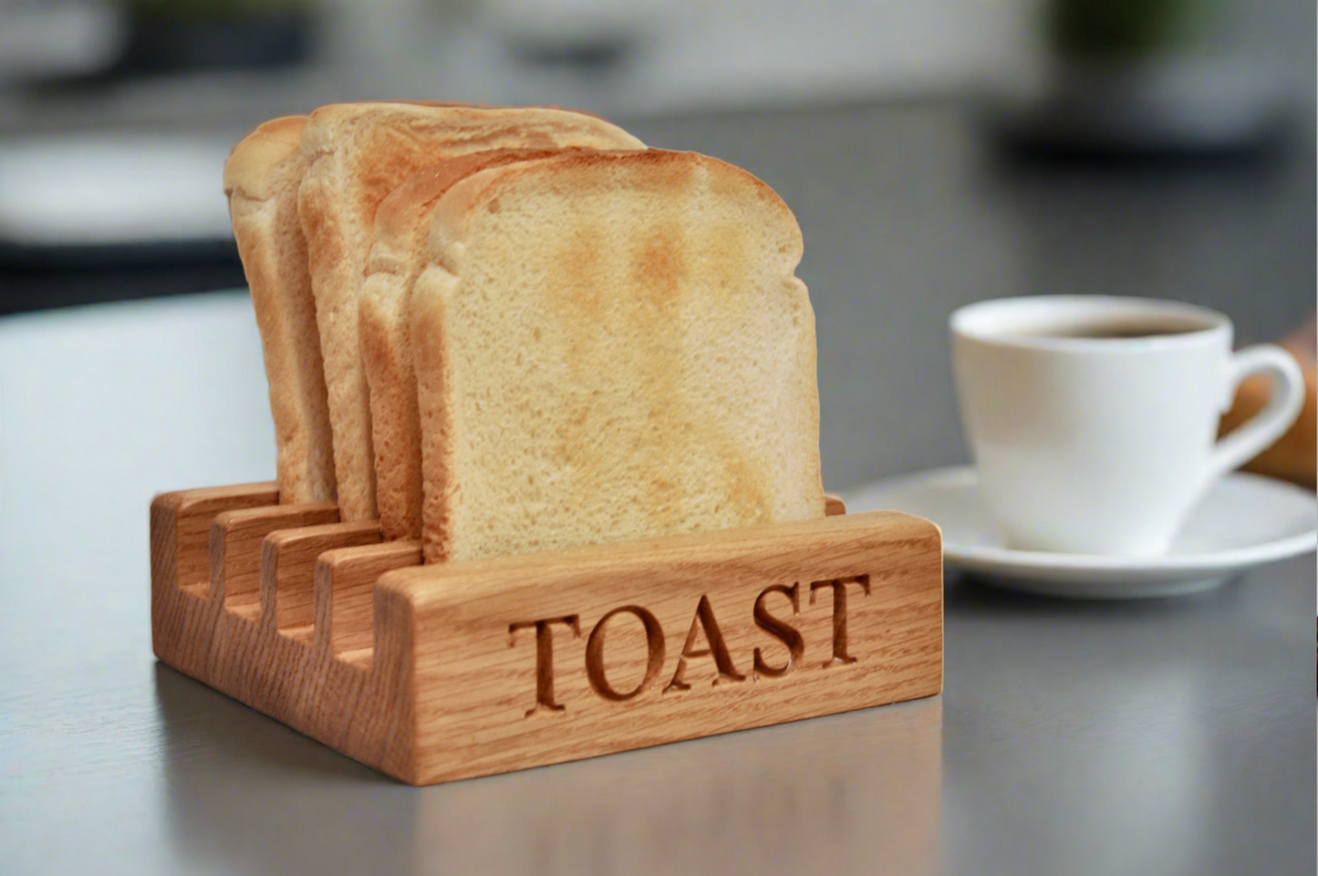 Personalised Oak 4 Slice Toast Rack