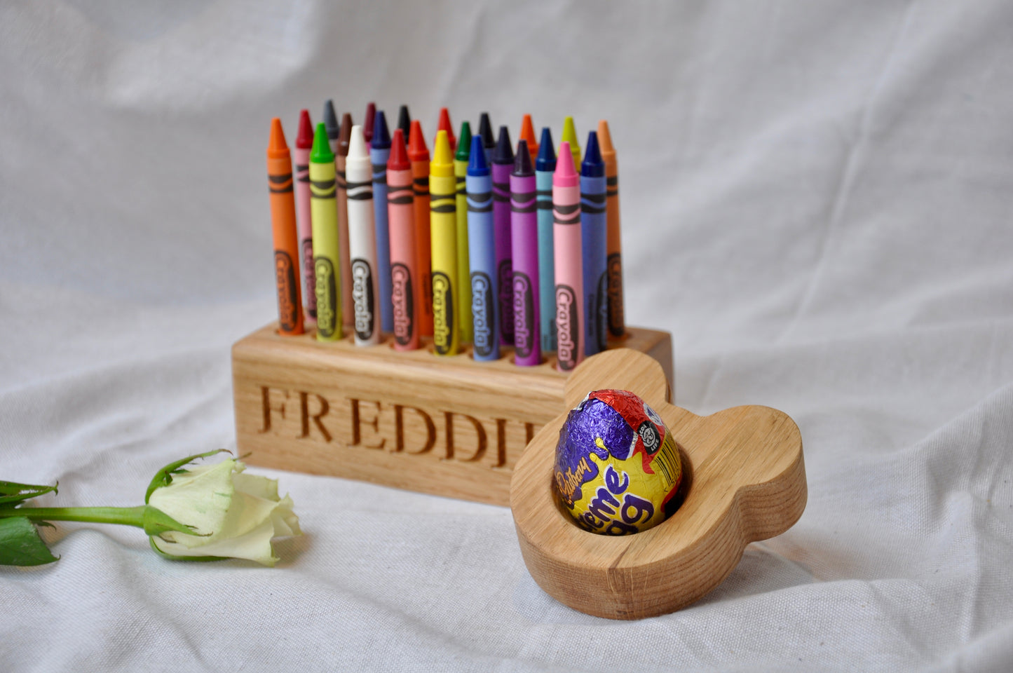 Personalised Oak Crayon Holder