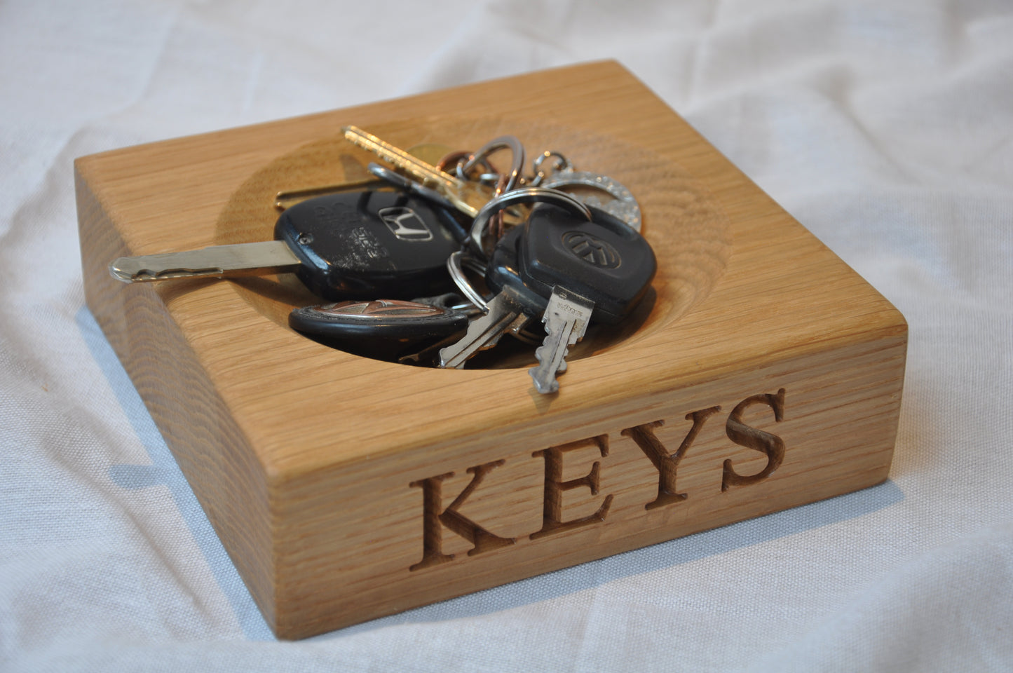 Personalised Oak Stash Bowl, Key Holder