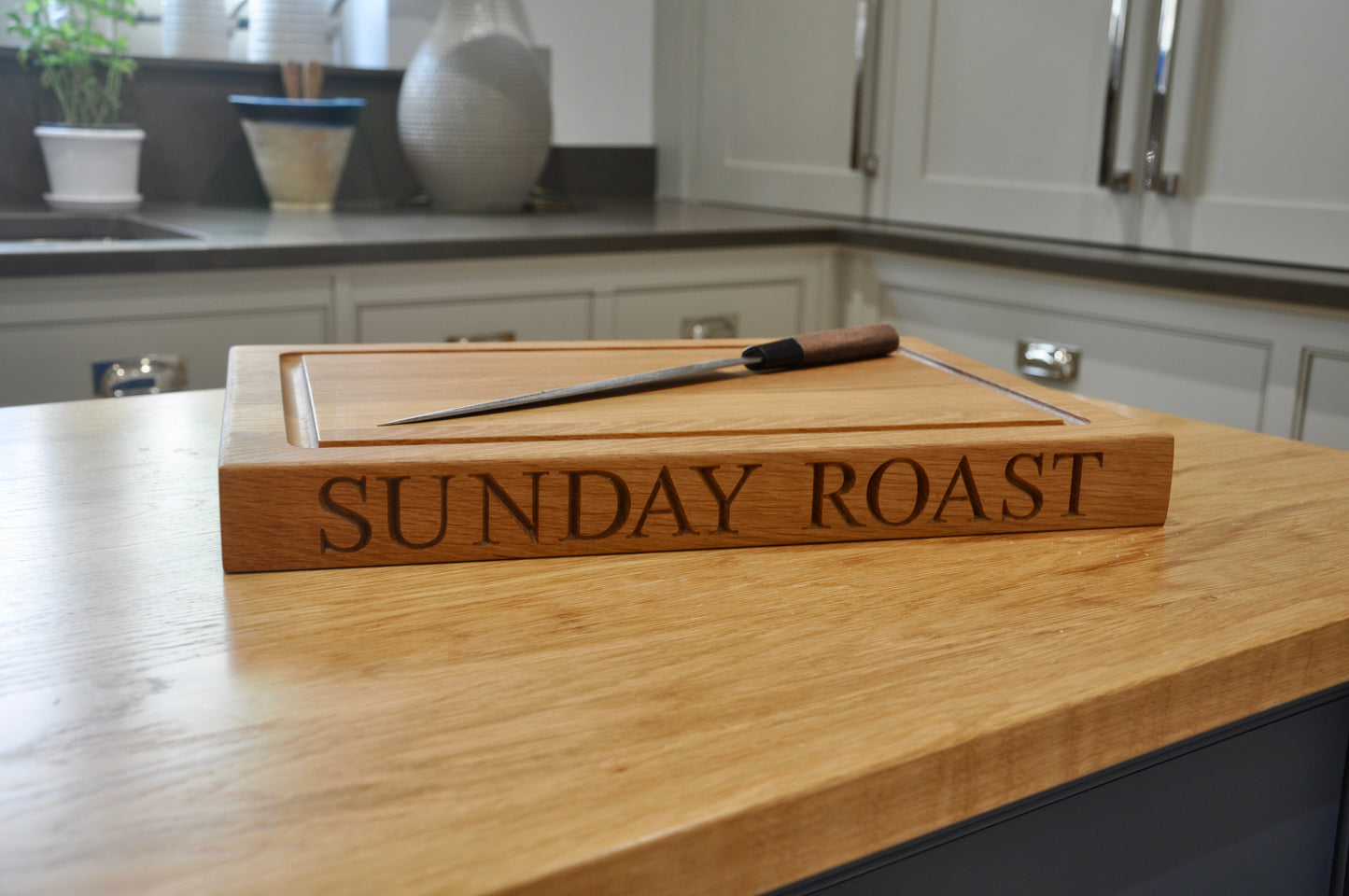 Large Solid Oak Chopping Board, Personalised & Engraved | Cutting Board | Serving Board