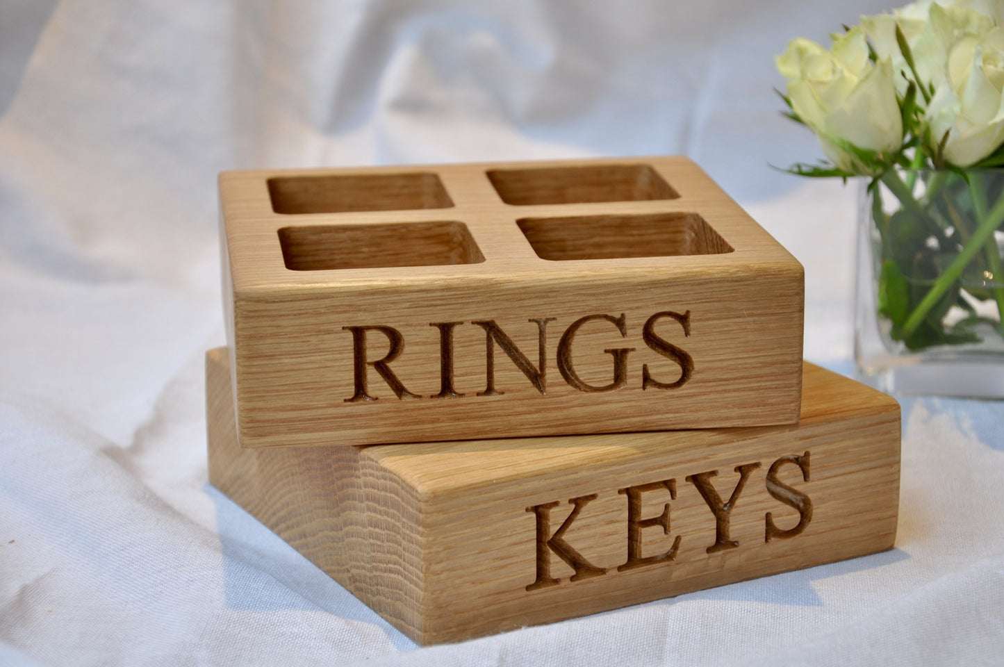 Engraved Square Oak Trays |  Trinket Tray