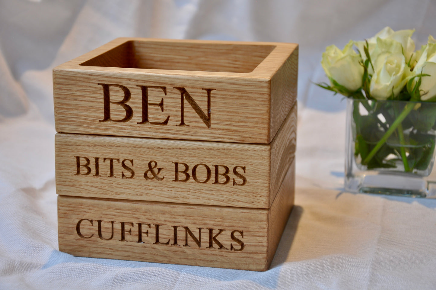 Engraved Square Oak Trays |  Trinket Tray