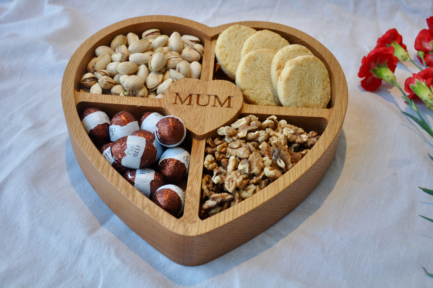 Oak Rustic Heart Serving Tray