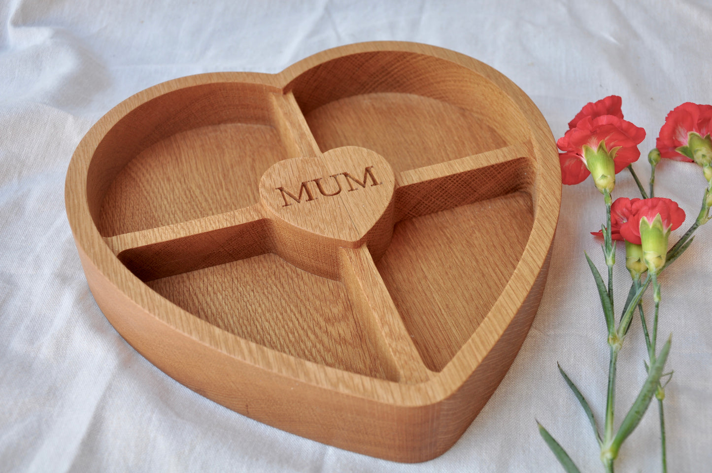 Oak Rustic Heart Serving Tray