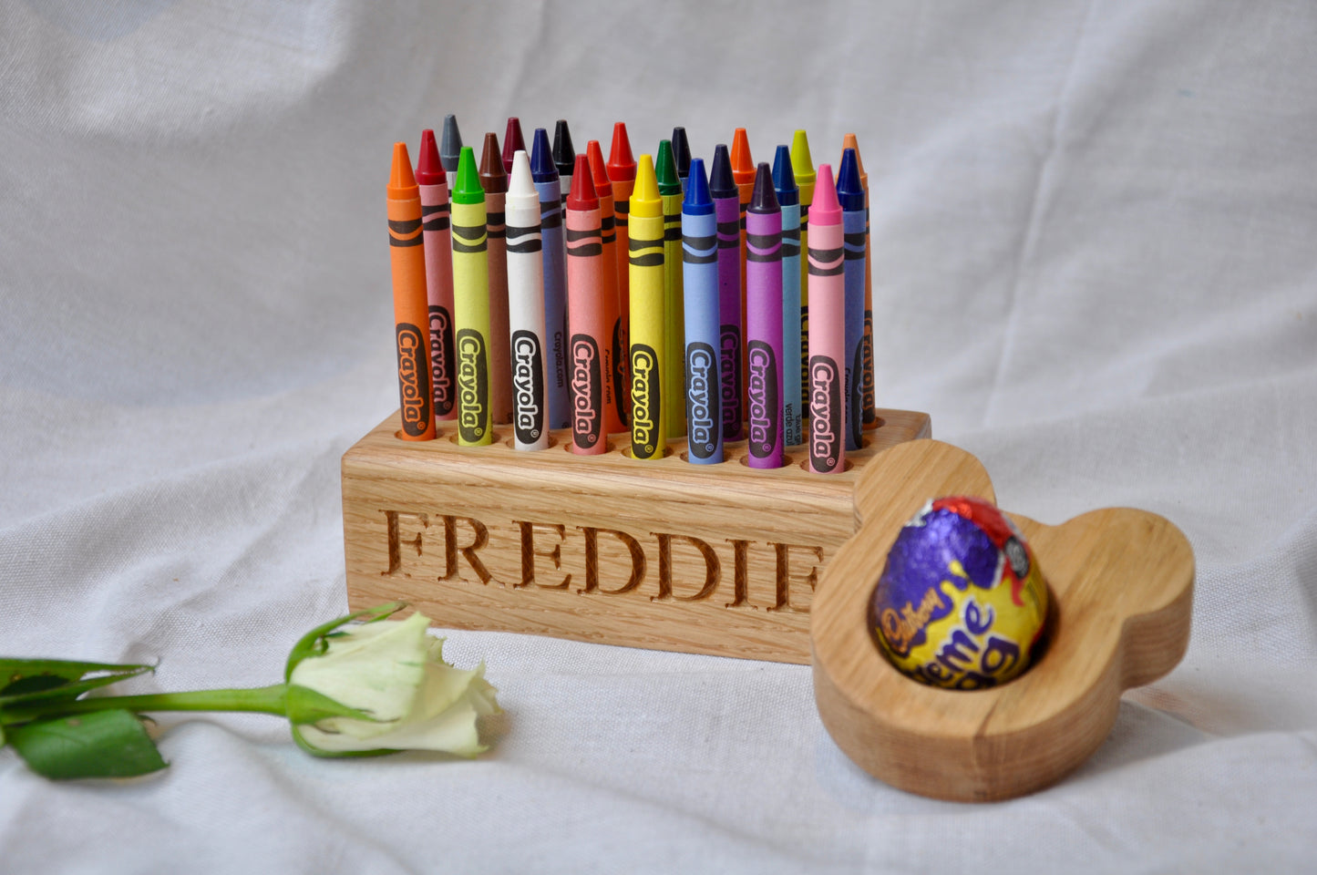 Personalised Oak Crayon Holder