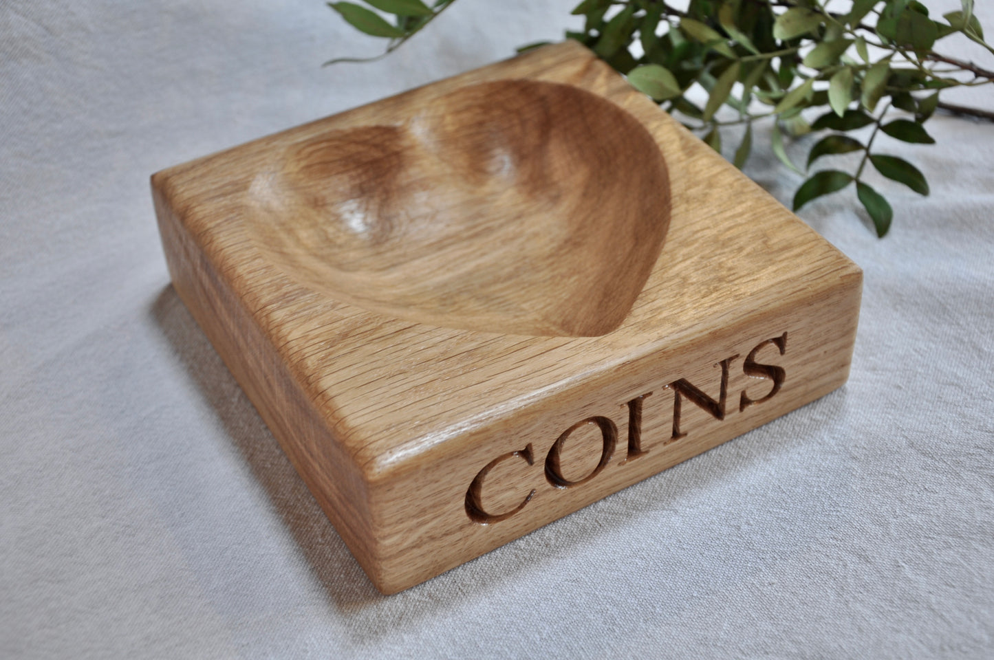 Personalised Oak Heart Tray, Stash Bowl