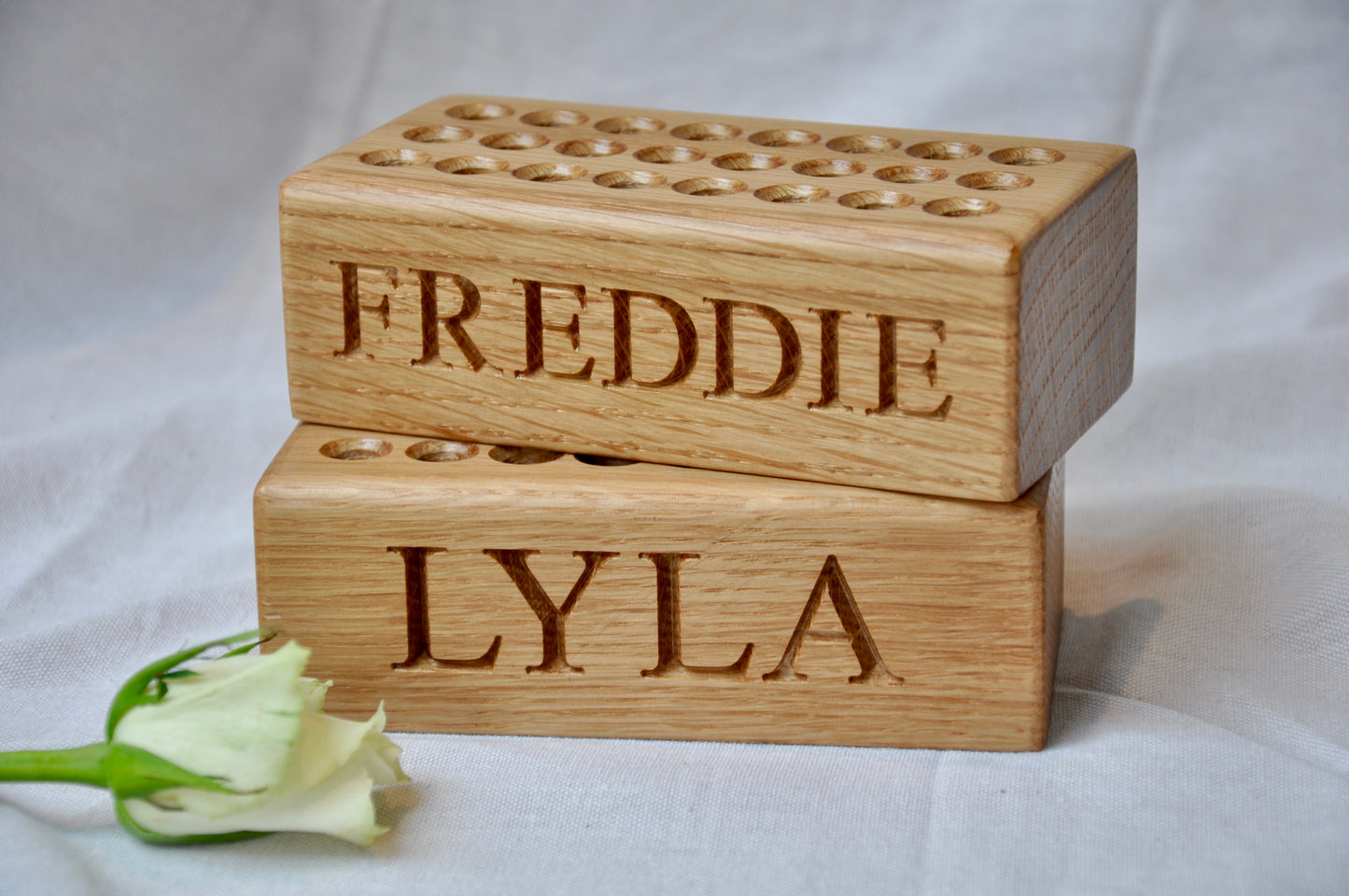 Personalised Oak Crayon Holder