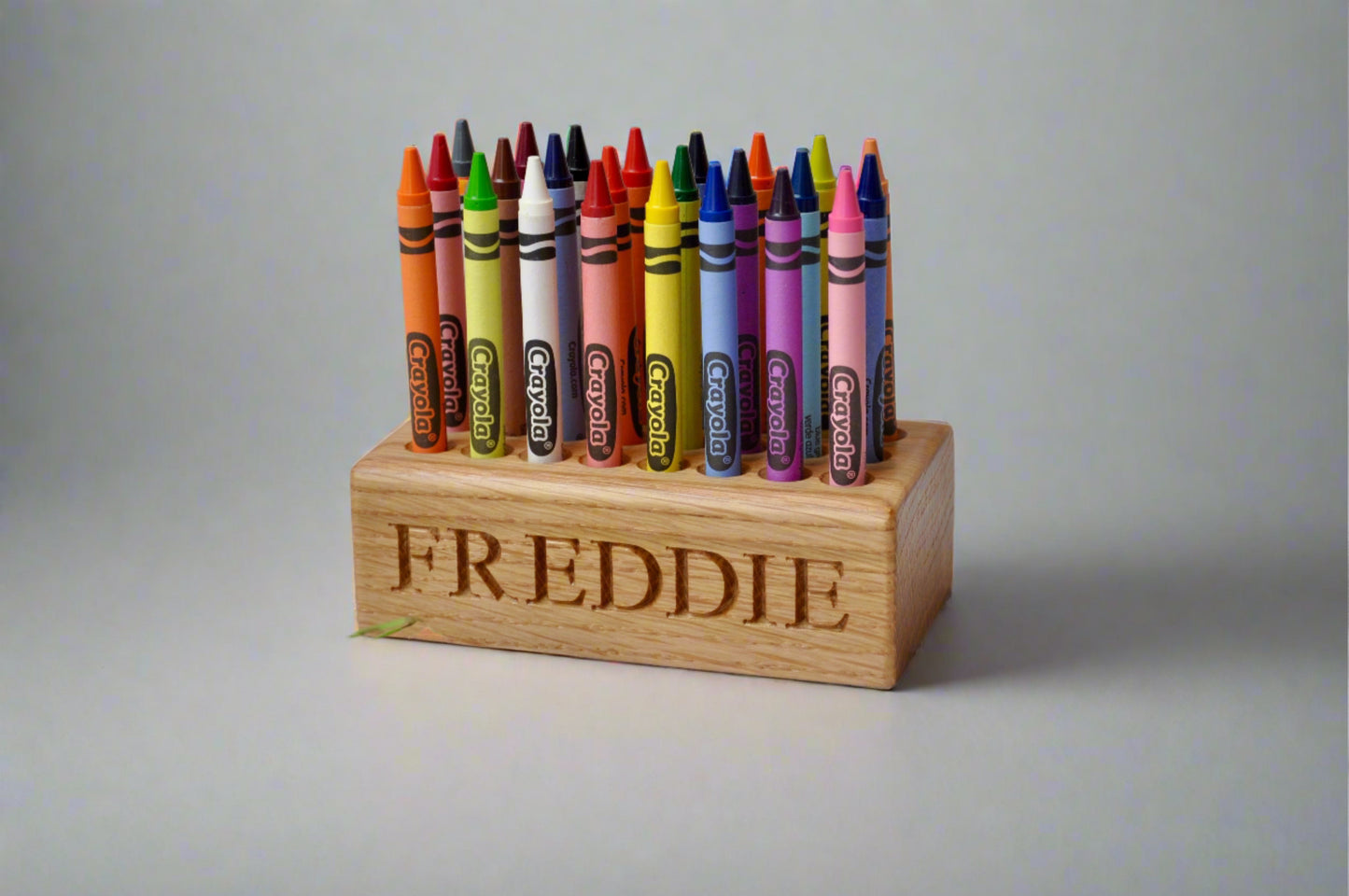 Personalised Oak Crayon Holder