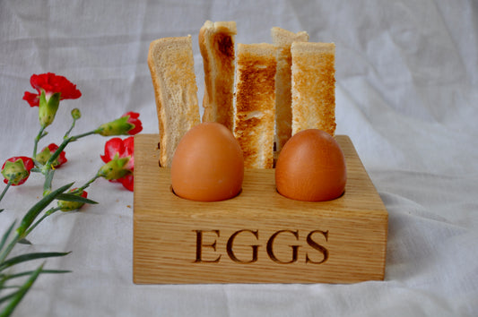 Personalised Oak Egg & Soldiers Board | Dippy Egg Breakfast Serving Board