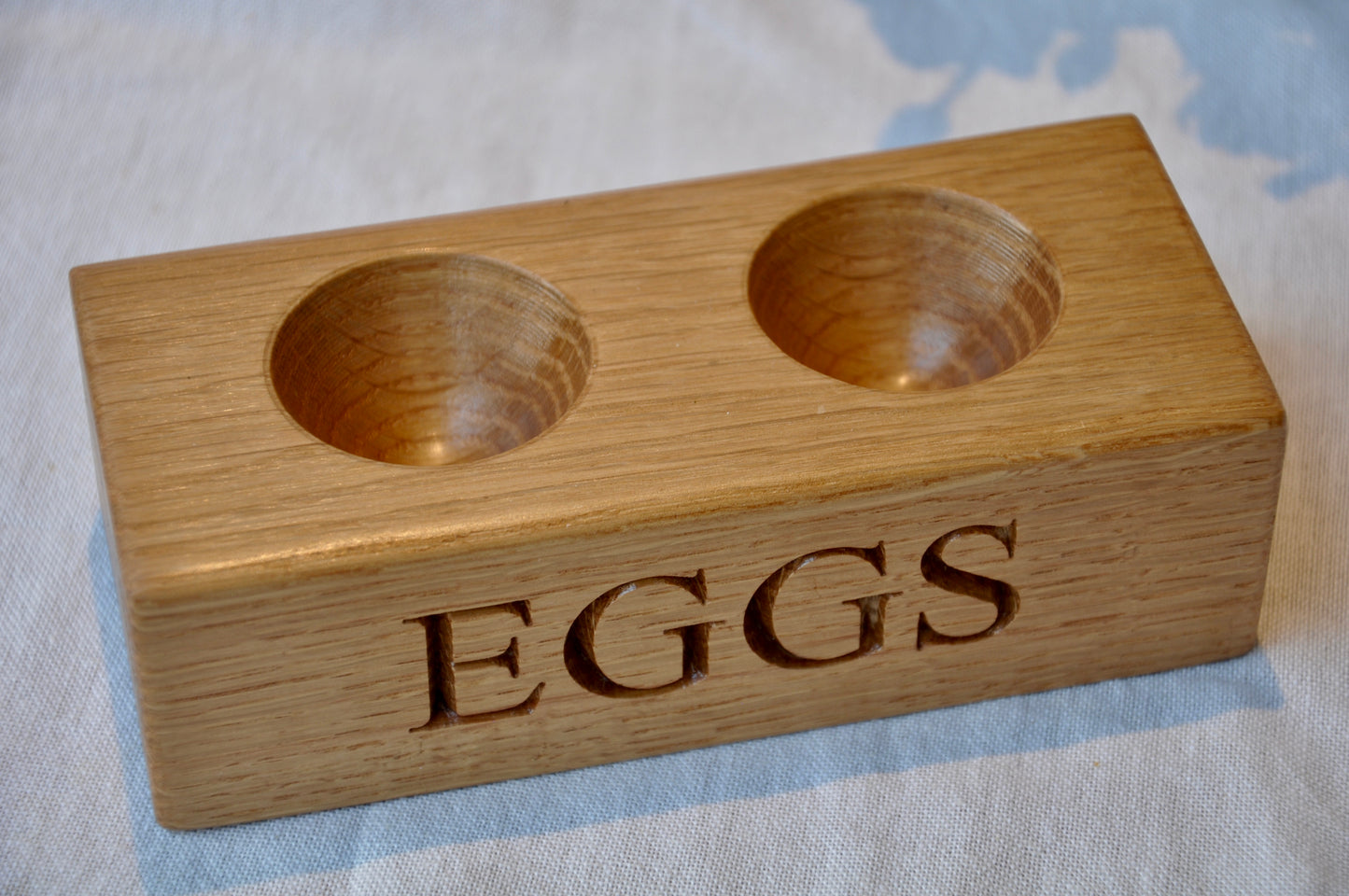 Personalised Oak Egg Holder. Boiled Egg/ Dippy Egg Cup