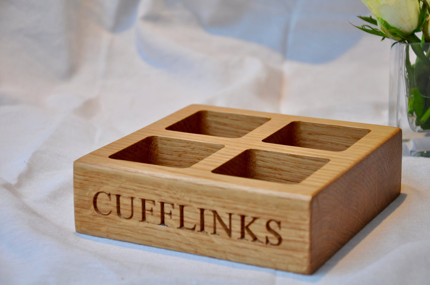 Engraved Square Oak Trays |  Trinket Tray