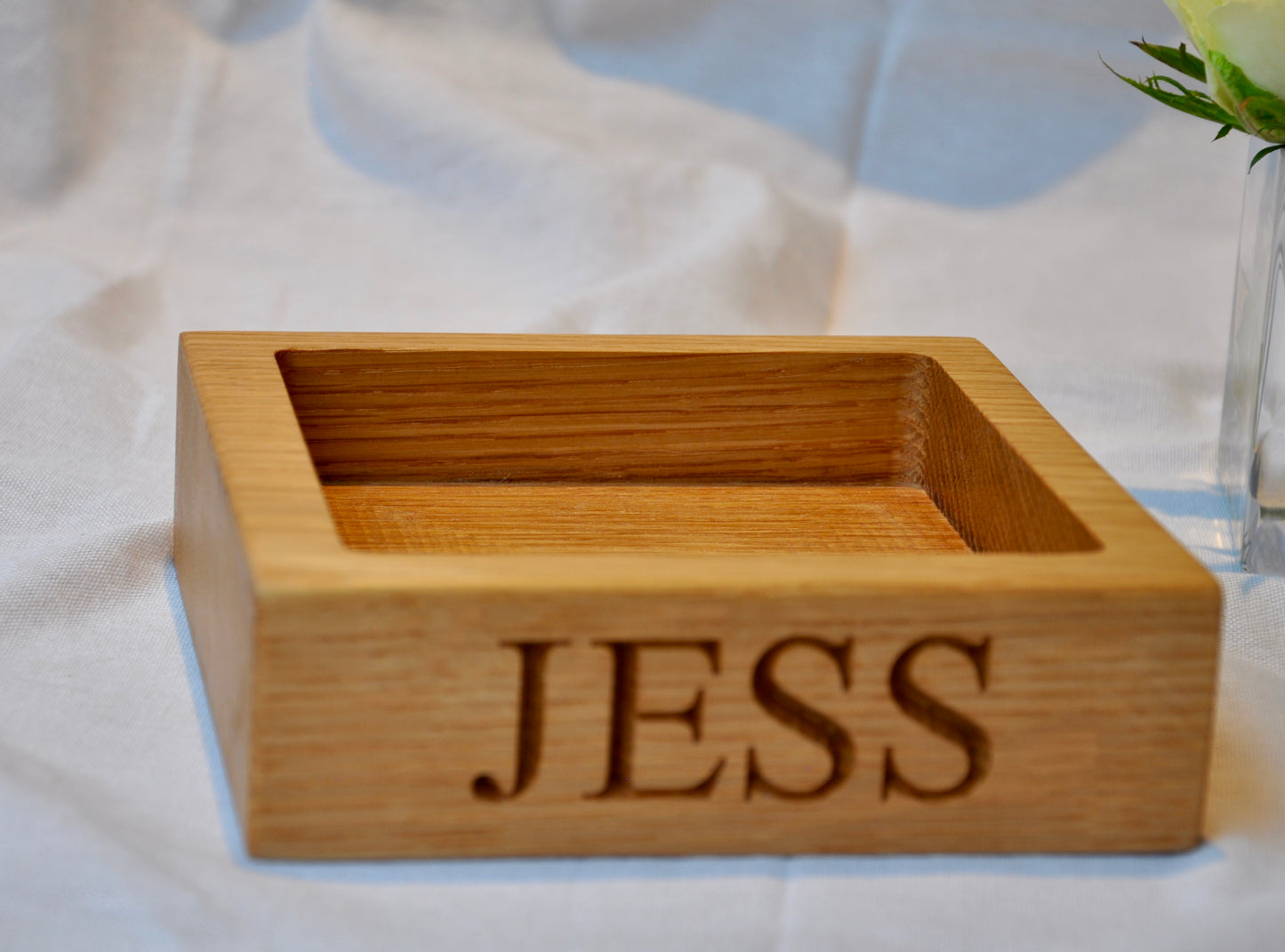 Engraved Square Oak Trays |  Trinket Tray