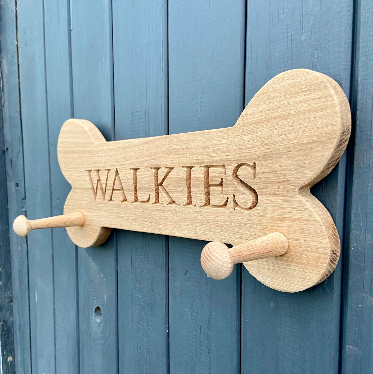 Engraved Oak Dog Lead Holder