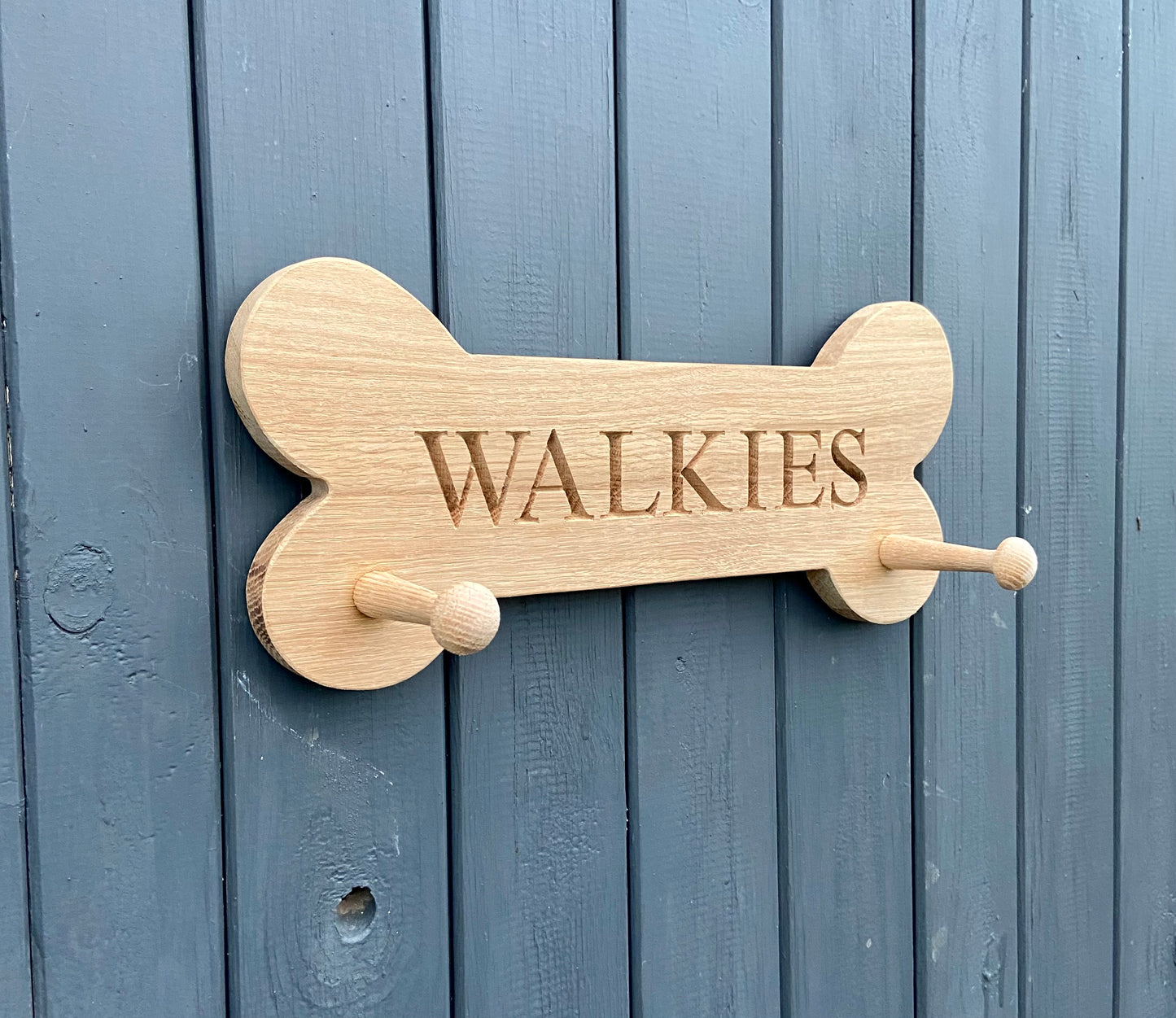 Engraved Oak Dog Lead Holder