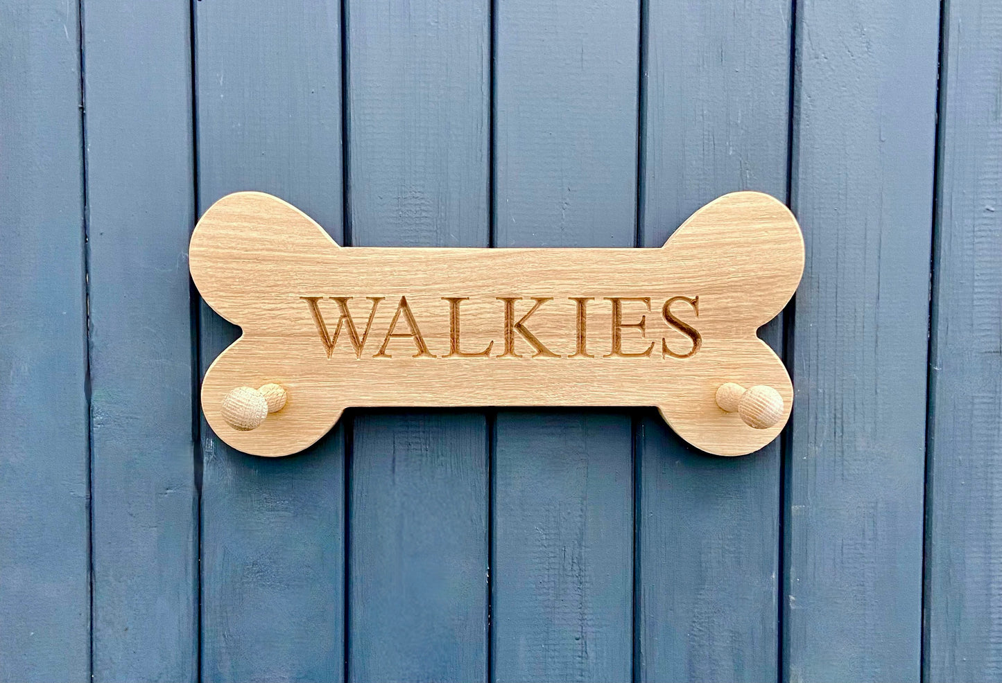 Engraved Oak Dog Lead Holder